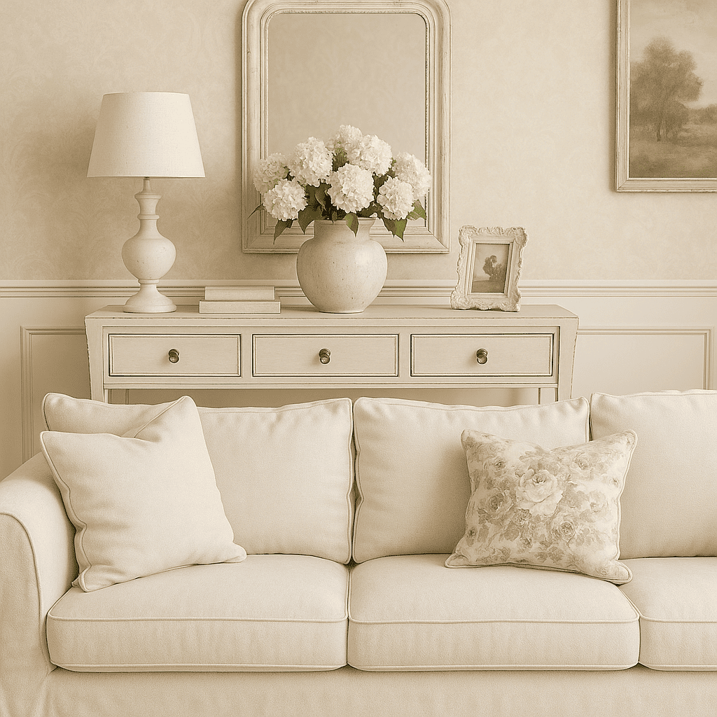 consola blanca de madera envejecida Blanche